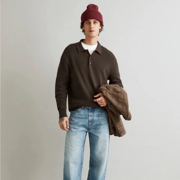 Madewell Ribbed Long-Sleeve Sweater Polo - Picture 3 of 7